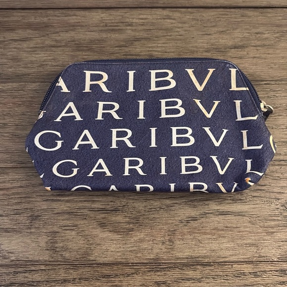 [BLVGARI] Signature Logo Navy & White Cosmetic Full-Zip Travel Toiletry Bag - Picture 5 of 11